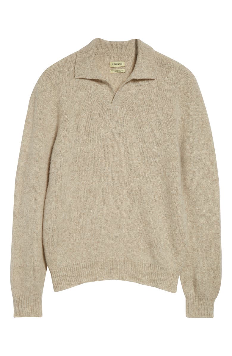 De Bonne Facture Long Sleeve Wool Polo Sweater, Alternate, color, Biscuit