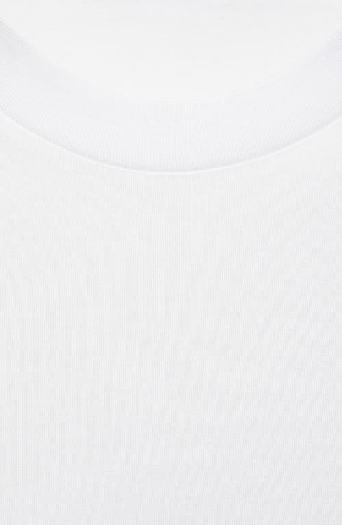 Mango Short Sleeve Cotton Crewneck Sweater In White