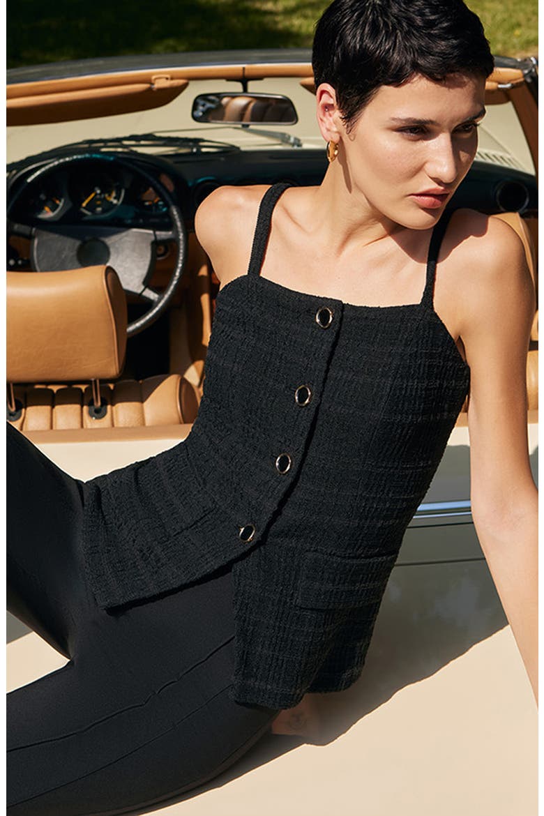 Tonal Plaid Knit Tank, Alternate, color, BLACK