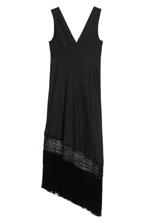 Rails Tamara Asymmetric Sleeveless Fringe Accent Dress In Black