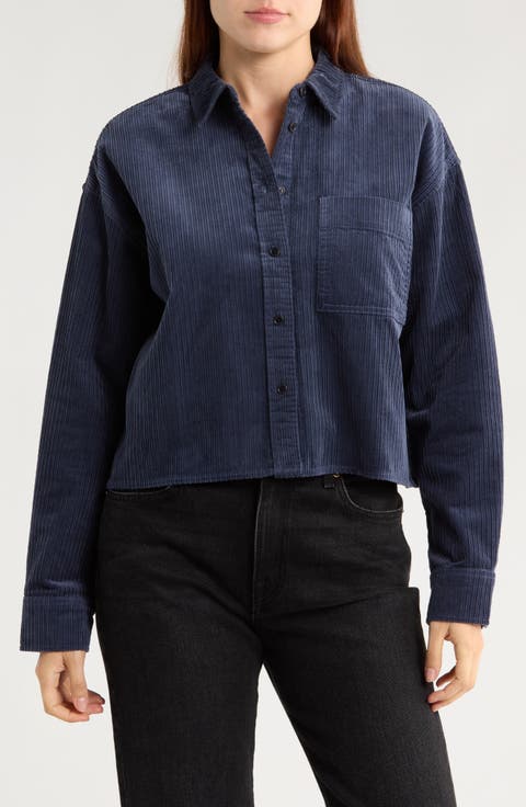 Variegated Corduroy Button-Up Shirt