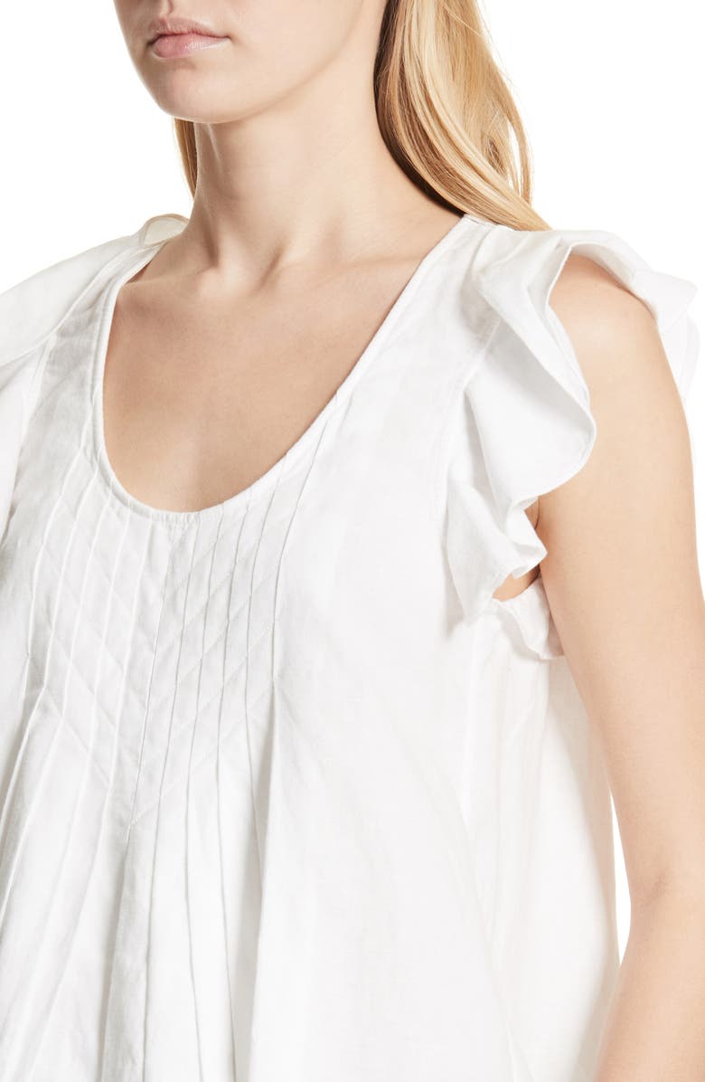 THE GREAT. The Tulip Linen & Cotton Top, Alternate, color,