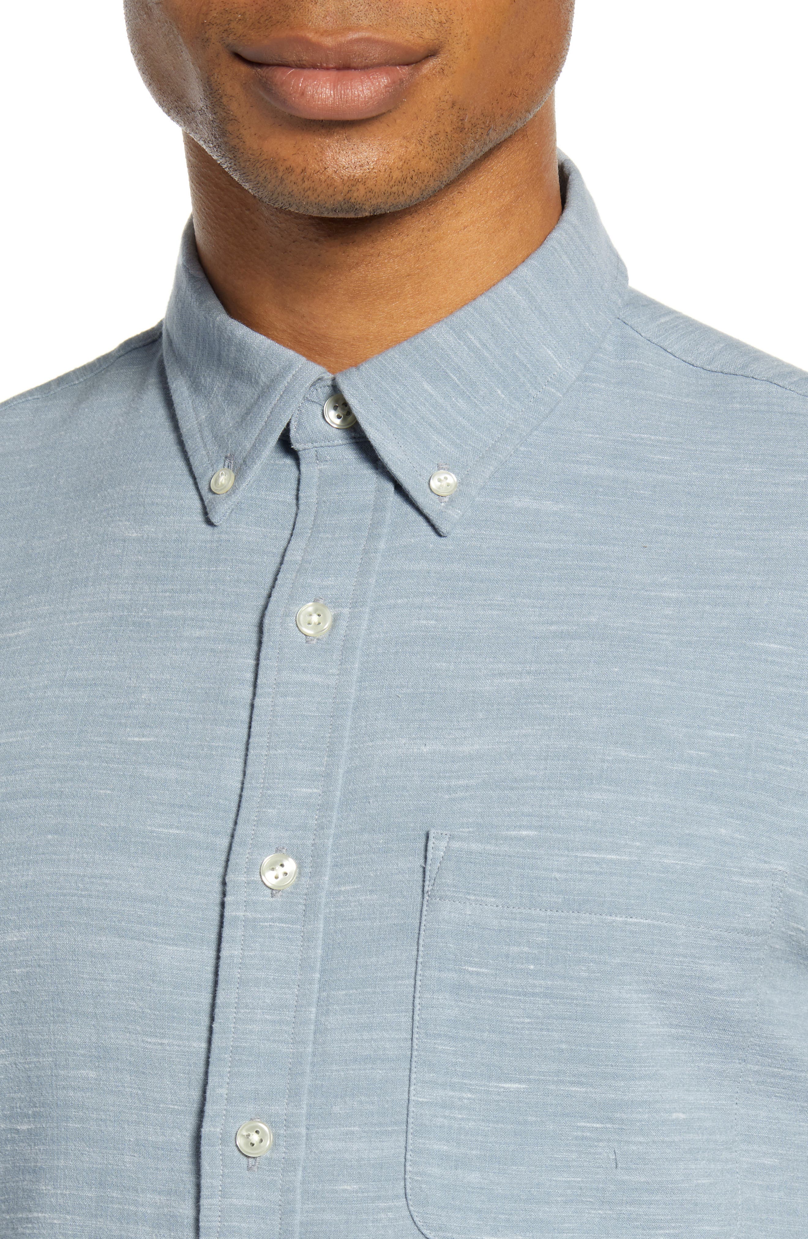 Club Monaco Slim Fit Mélange Flannel Button-Down Shirt (Men) | Nordstrom
