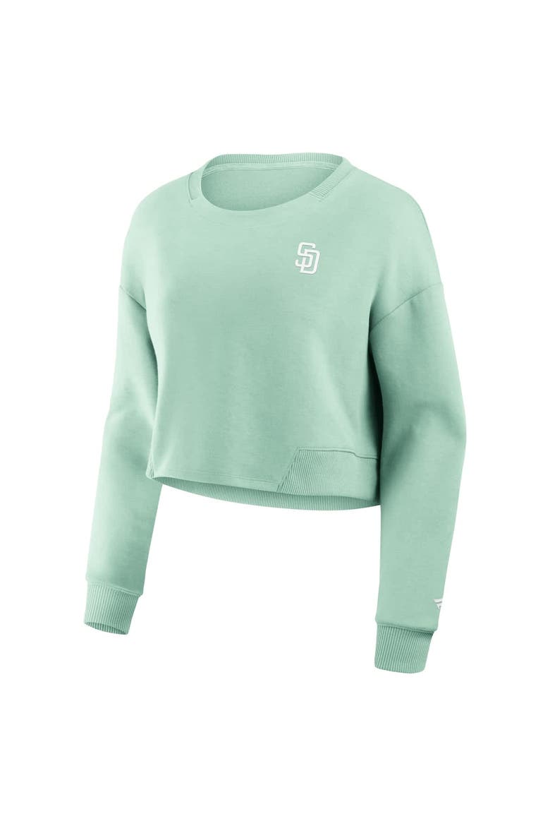 Women's Fanatics Mint San Diego Padres Studio Cropped Pullover Sweatshirt, Alternate, color, Mint
