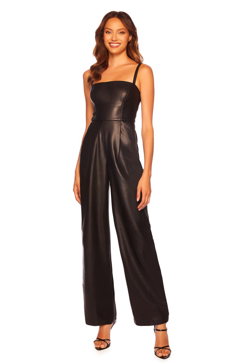 Susana Monaco Sleeveless Faux Leather Jumpsuit, Alternate, color,