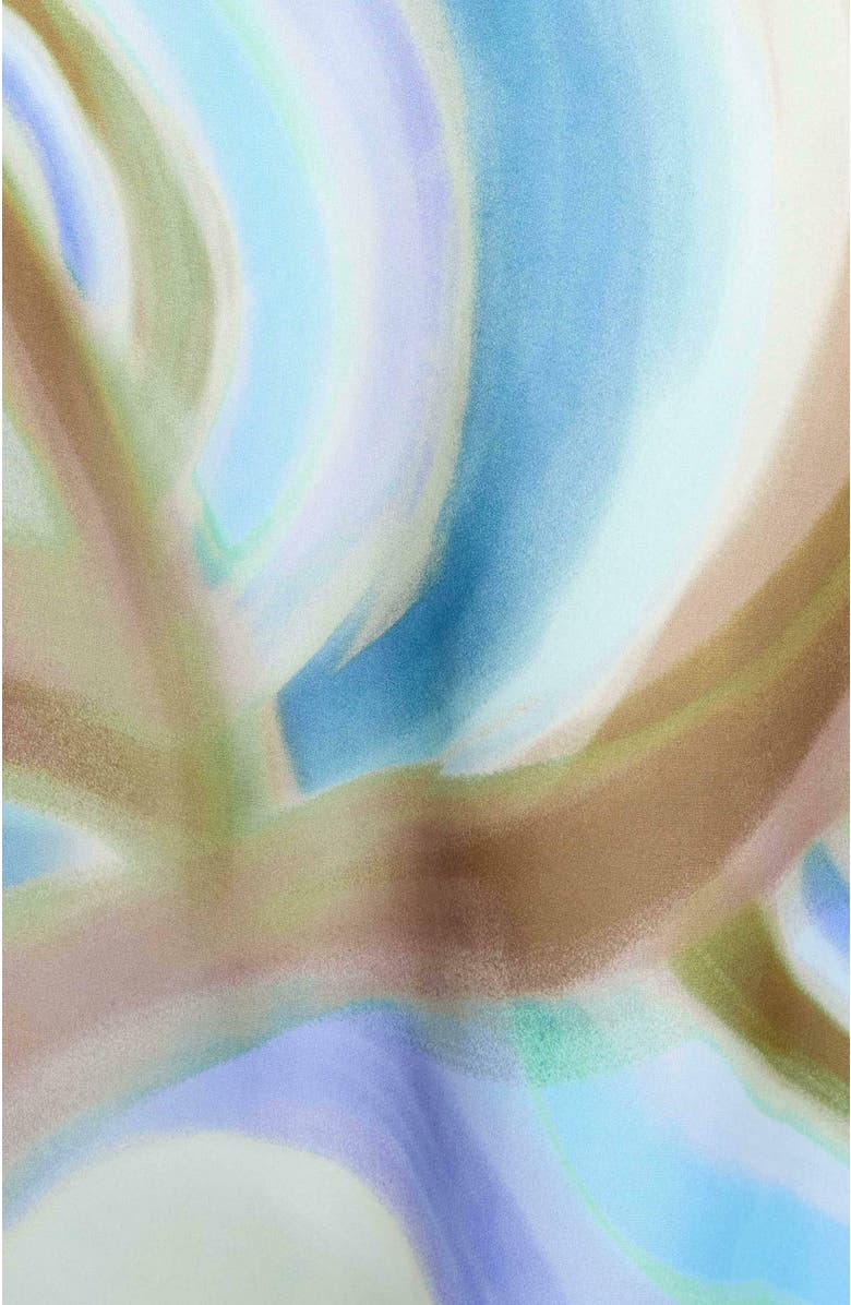 Santorelli CECILIA Sleeveless Midi Dress with Asymmetrical Hemline in Abstract Swirl Print, Alternate, color, Aquamarine Multi