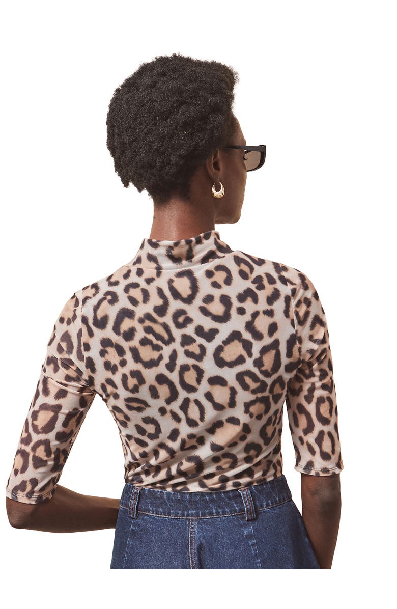 Ro&Zo Long Sleeve Print Mesh Top, Alternate, color, Brown