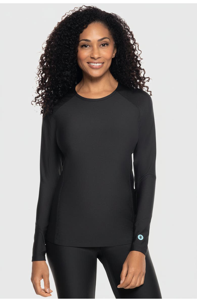 Coolibar Women's Long Sleeve Swim Shirt - UPF 50+ Sun Protection - Hightide, Main, color, Black