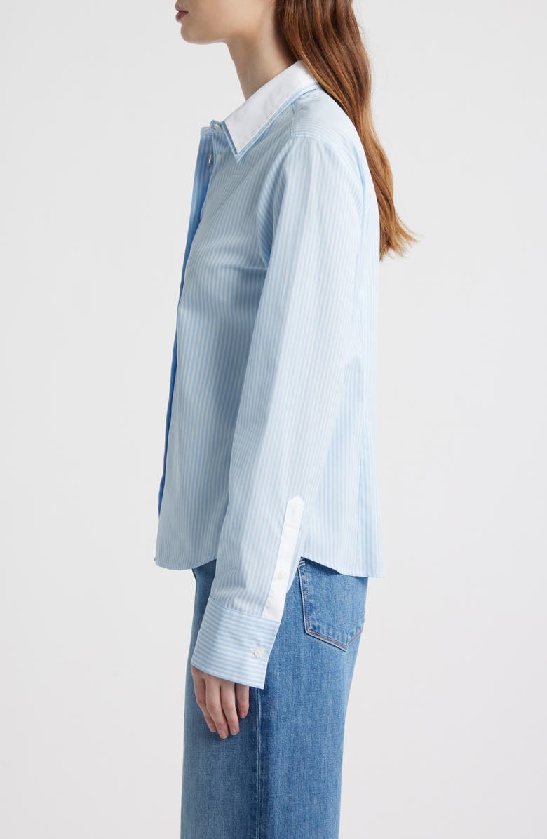 rag & bone Dayton Stripe Layered Collar Cotton Button-Up Shirt, Alternate, color, Pale Blue Stripe/ White