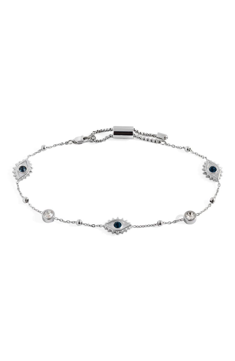 Alex and Ani Evil Eye Crystal Anklet, Main, color, Silver
