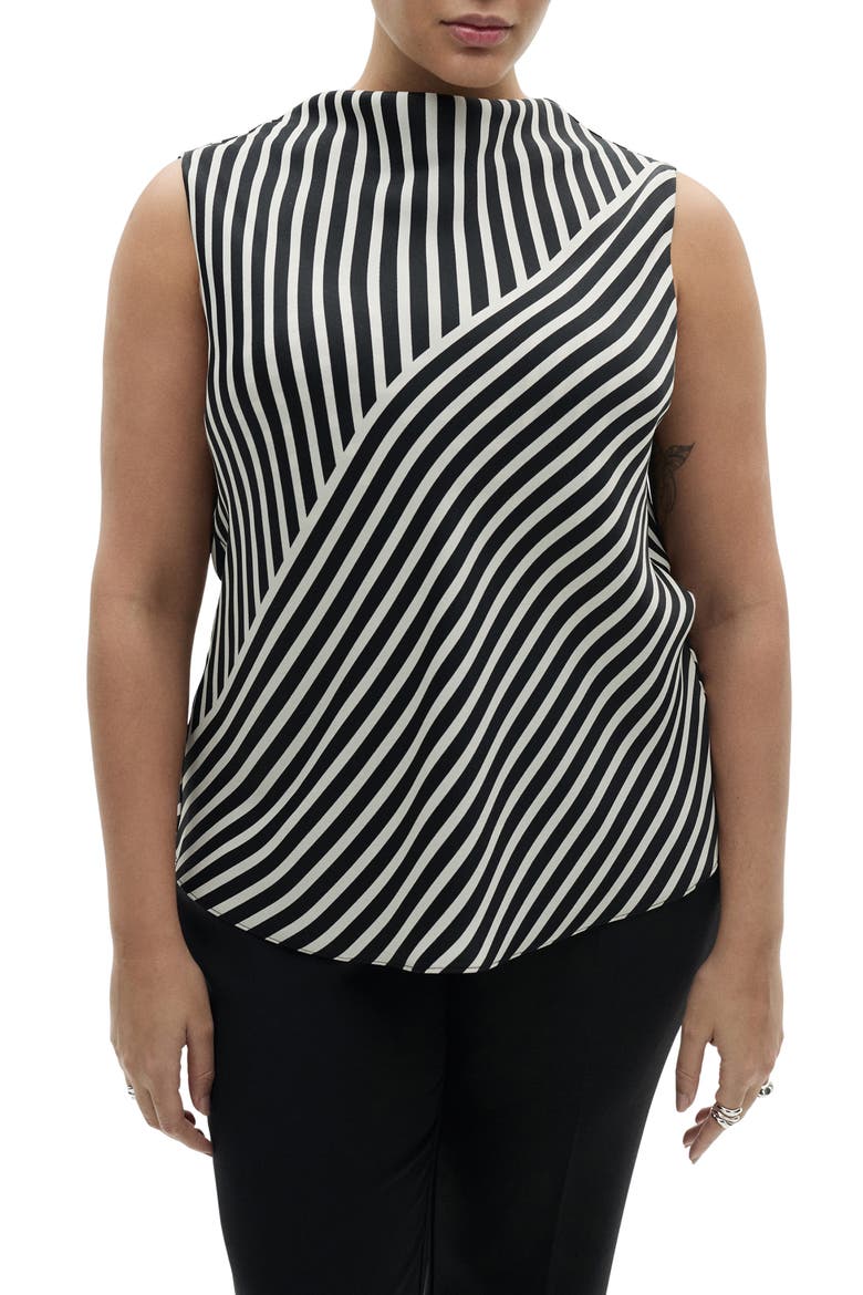 Dunia Stripe Top, Alternate, color, BLACK