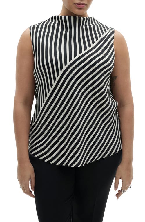 Shop Mango Dunia Stripe Top In Black