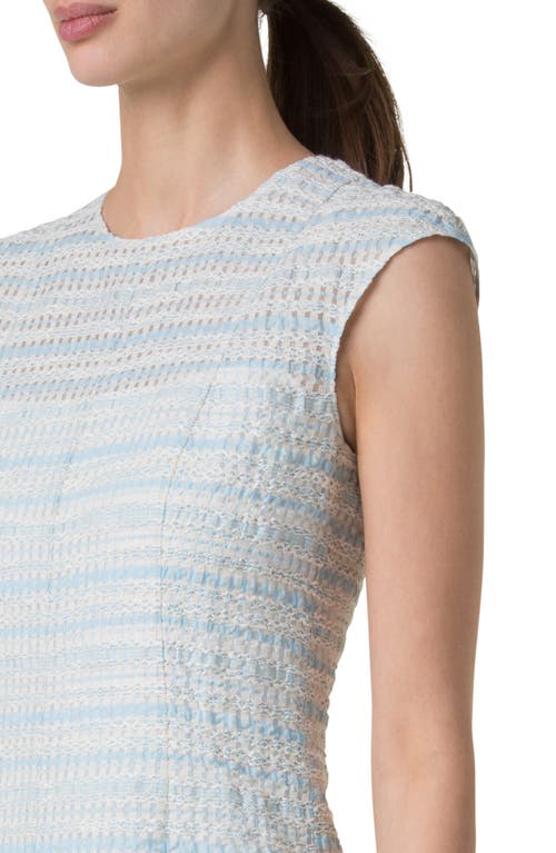 Akris Punto Tweed Fit-flare Mini Dress In Ice Blue-cream