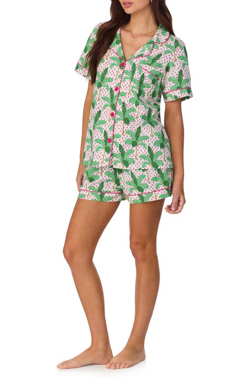 Shop Bedhead Pajamas Print Stretch Organic Cotton Jersey Short Pajamas In Palm Point