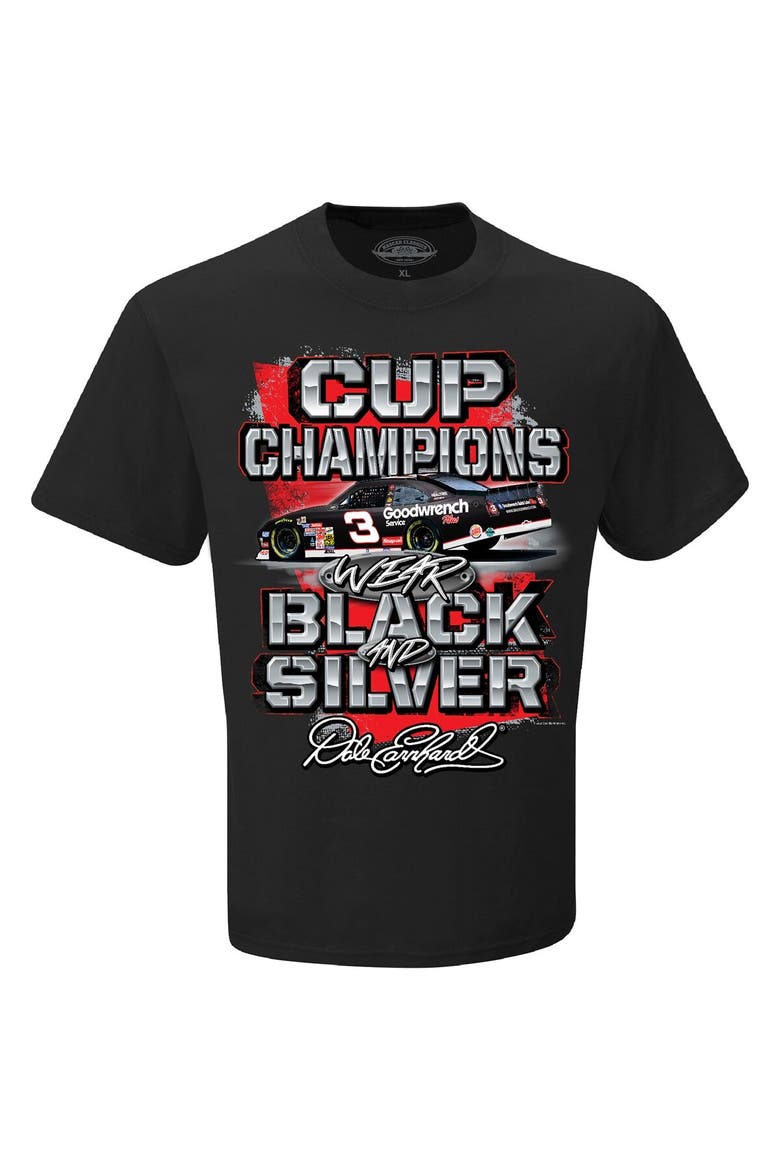 Men's Checkered Flag Sports  Black Dale Earnhardt  Champions Wear T-Shirt, Alternate, color, Black