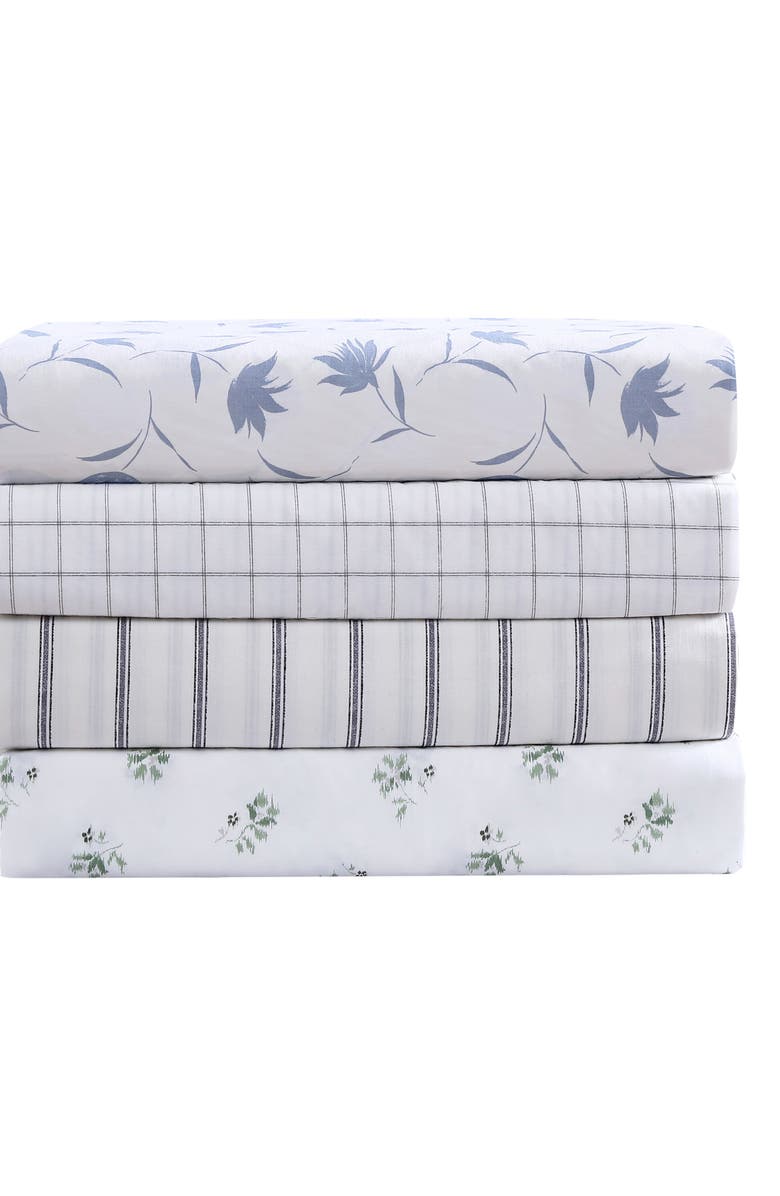 STONE COTTAGE Sketchy Ditsy 200 Thread Count Cotton Percale Sheet Set, Alternate, color, Light Pastel Green