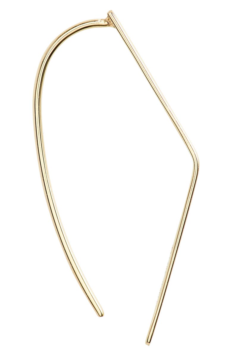 LANA 14K Gold Small Flat Geometric Hooked On Hoop Earrings, Alternate, color, 