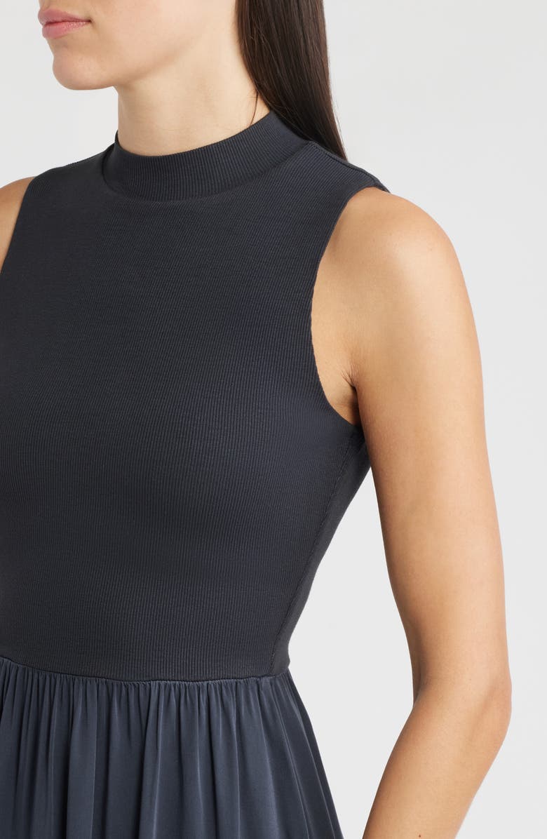 Bella Dahl Mock Neck Mixed Media Dress, Alternate, color, Obsidian Stone