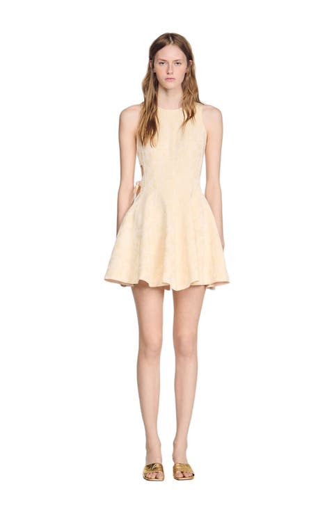 Short floral jacquard dress