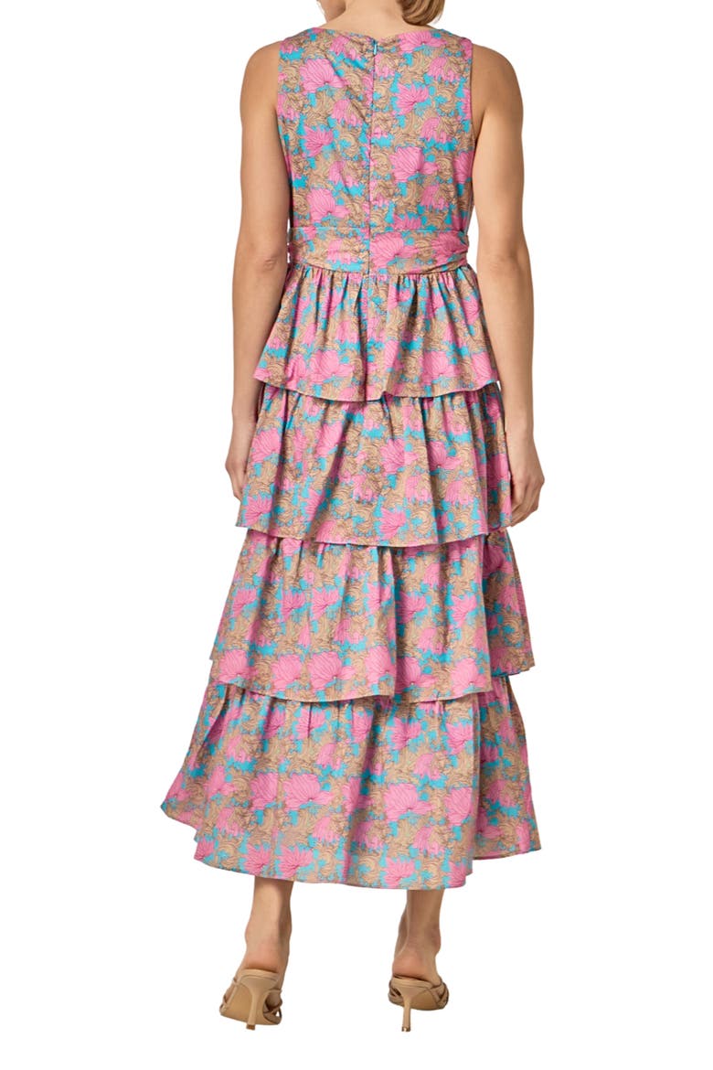 Tiered Ruffle Sleeveless Maxi Dress, Alternate, color, PINK MULTI