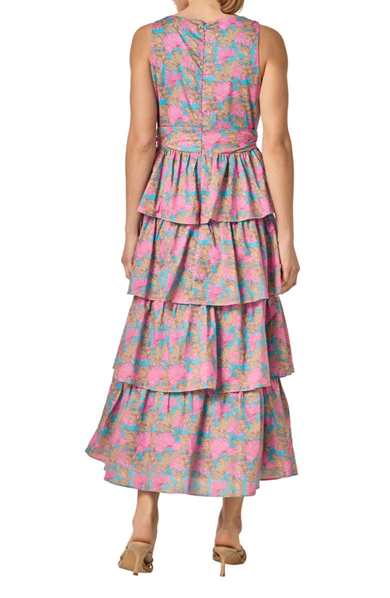 English Factory Tiered Ruffle Sleeveless Maxi Dress, Alternate, color, Pink Multi