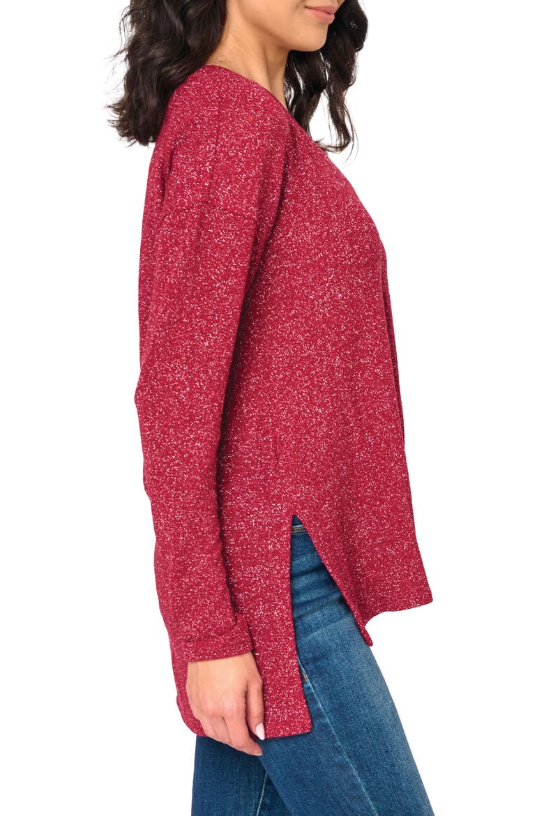 V-Neck High-Low Tunic, Alternate, color, BURGUNDY SILVER
