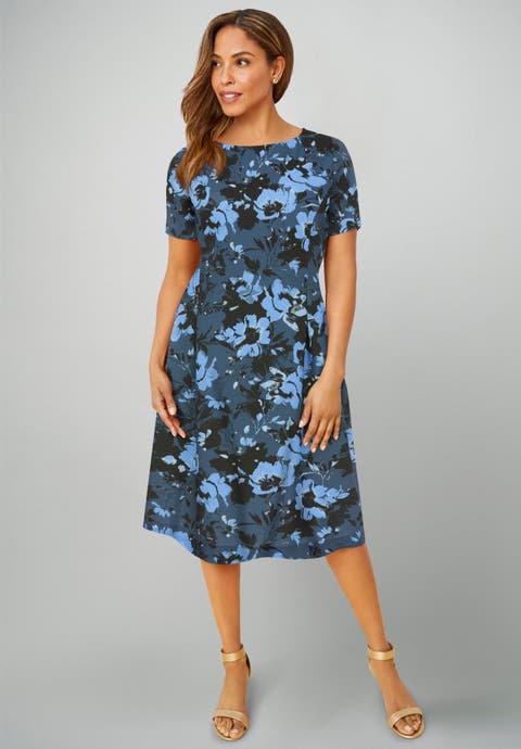 Crepe Fit and Flare Dress (Plus)