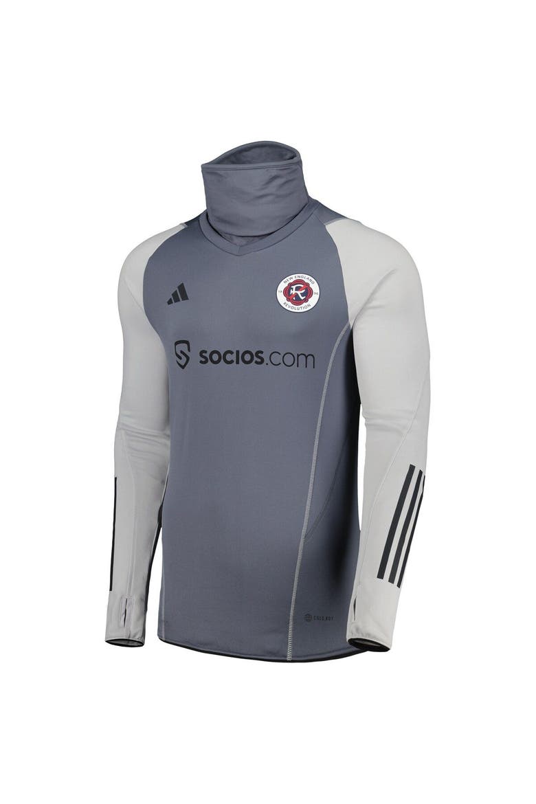 Men's adidas Gray New England Revolution Warm Raglan COLD.RDY Top, Alternate, color, Gray