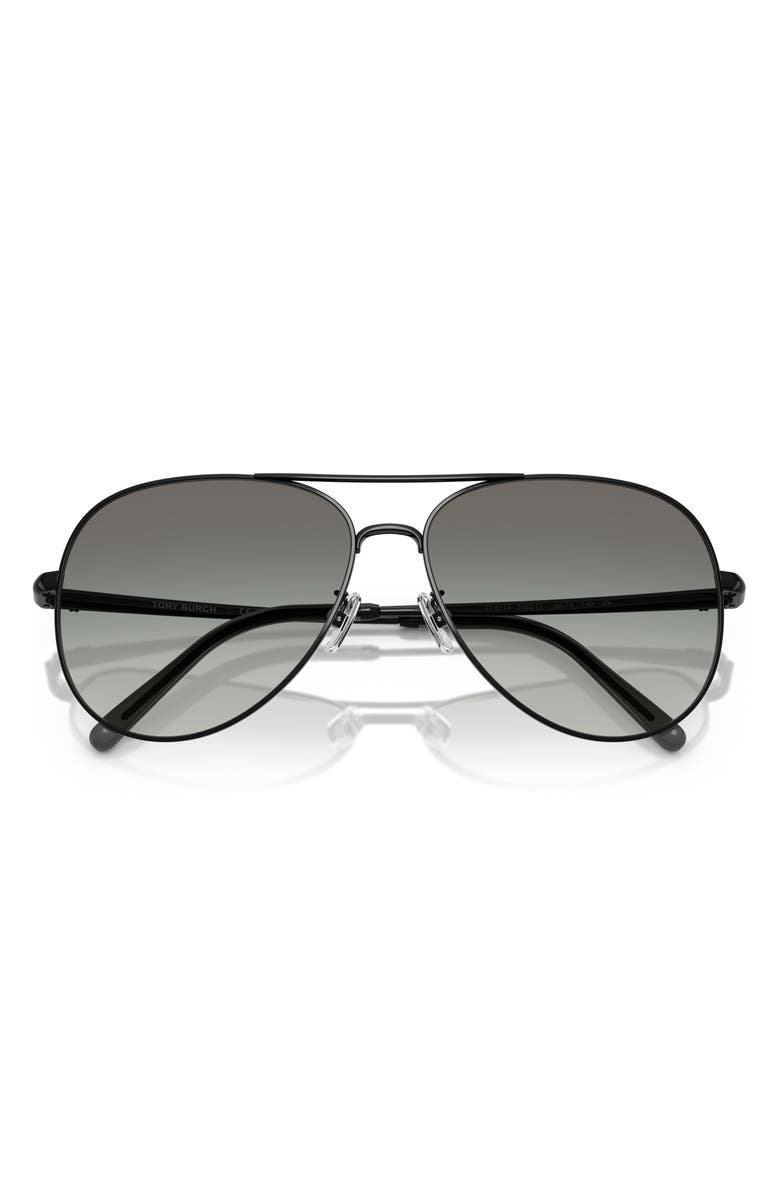 Tory Burch 58mm Pilot Sunglasses, Alternate, color, Black / Grey Gradient