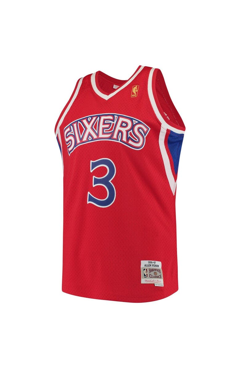 Mitchell & Ness Men's Mitchell & Ness Allen Iverson Red Philadelphia 76ers Hardwood Classics Swingman Jersey, Alternate, color, Red