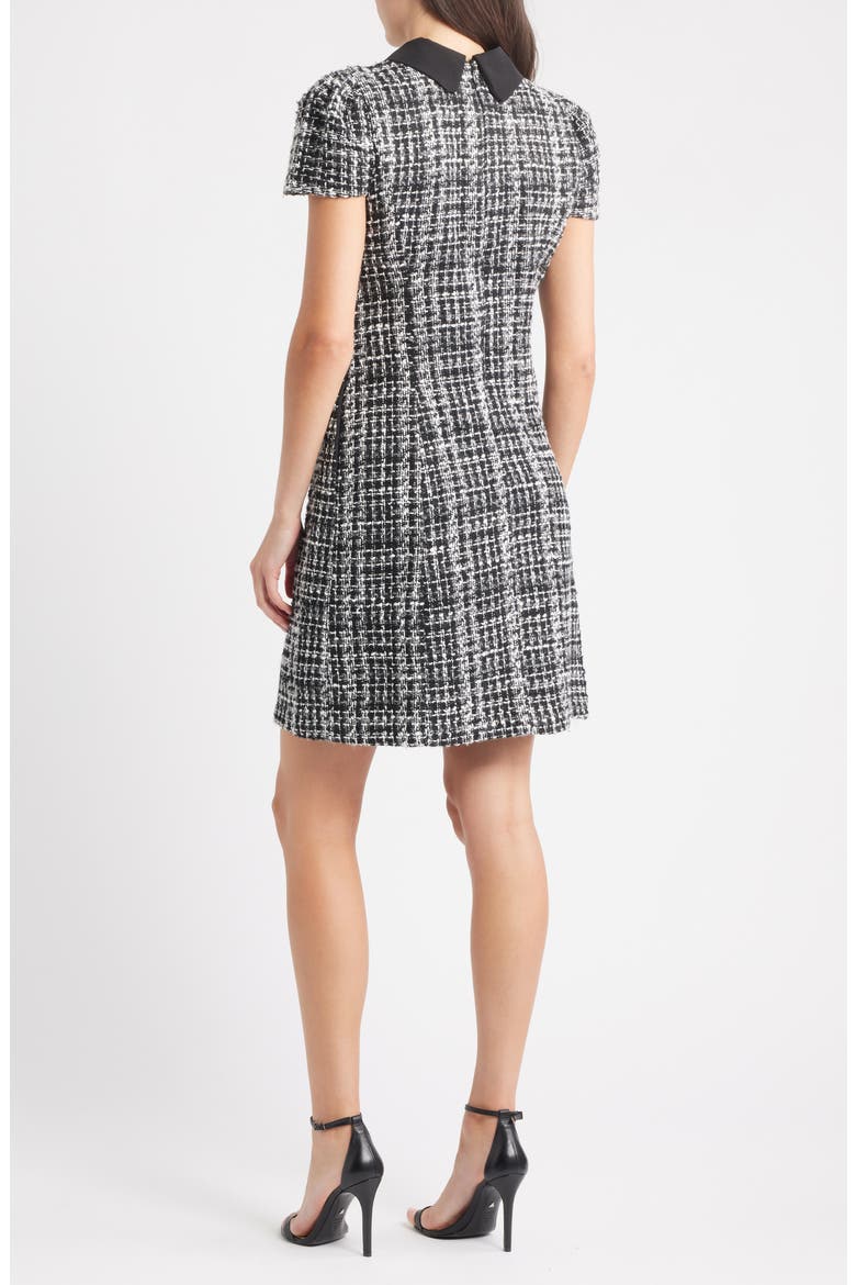 Cap Sleeve Bouclé Tweed Sheath Dress, Alternate, color, BLACK/ WHITE