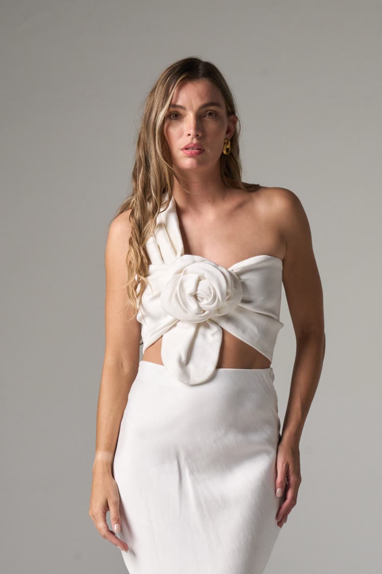 Camelia Top in Lyocell Linen, Main, color, White