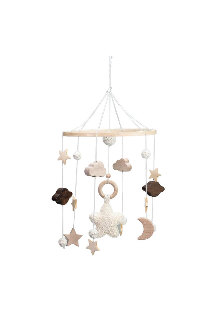 Baby Nursery Wooden Hanging Toy Crib Mobile, Rattan Shapes, Main, color, Wooden galaxy