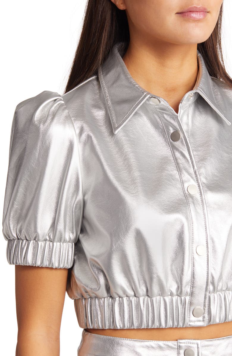 Amy Lynn Faux Leather Crop Top, Alternate, color,