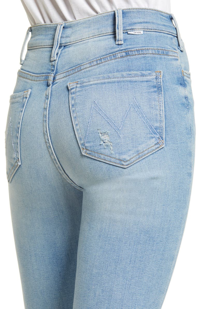 MOTHER The Hustler High Waist Chewed Ankle Jeans, Alternate, color, 