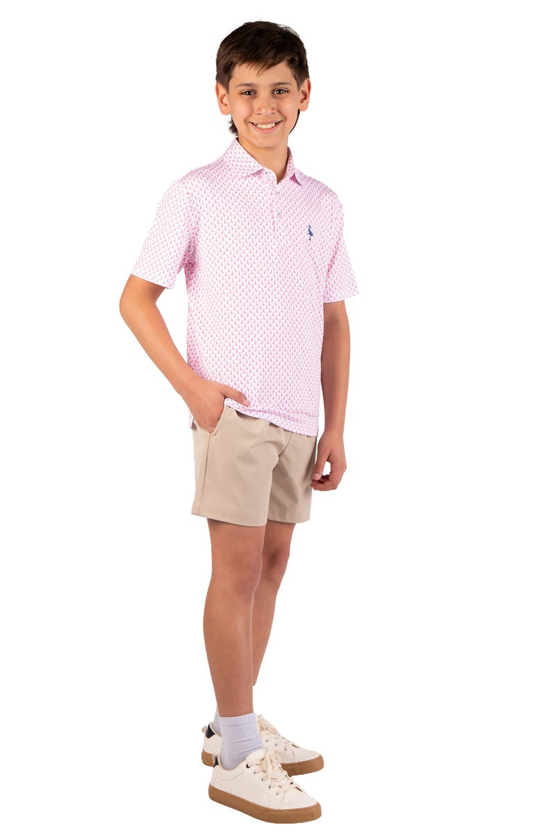 TailorByrd Kids' Flamingo Print Performance Polo, Alternate, color, 
