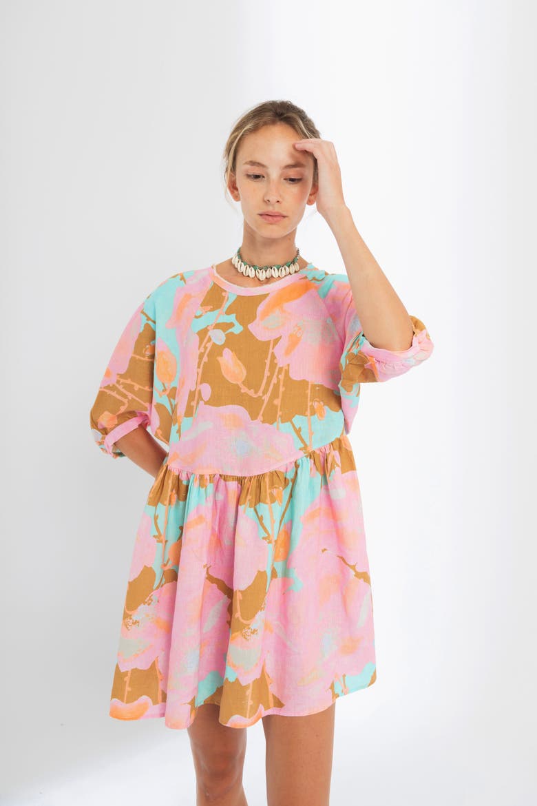 Alcala Linen Dress, Alternate, color, Aquarela