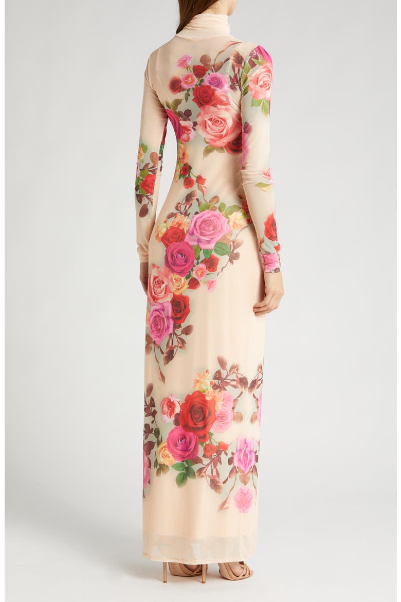 Billie Print Long Sleeve Semisheer Dress, Alternate, color, BEIGE ROSE SWIRL