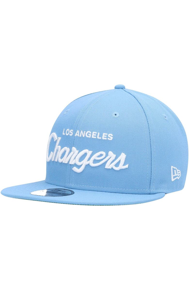 New Era Men's New Era Powder Blue Los Angeles Chargers Script Original Fit 9FIFTY Snapback Hat, Main, color, 