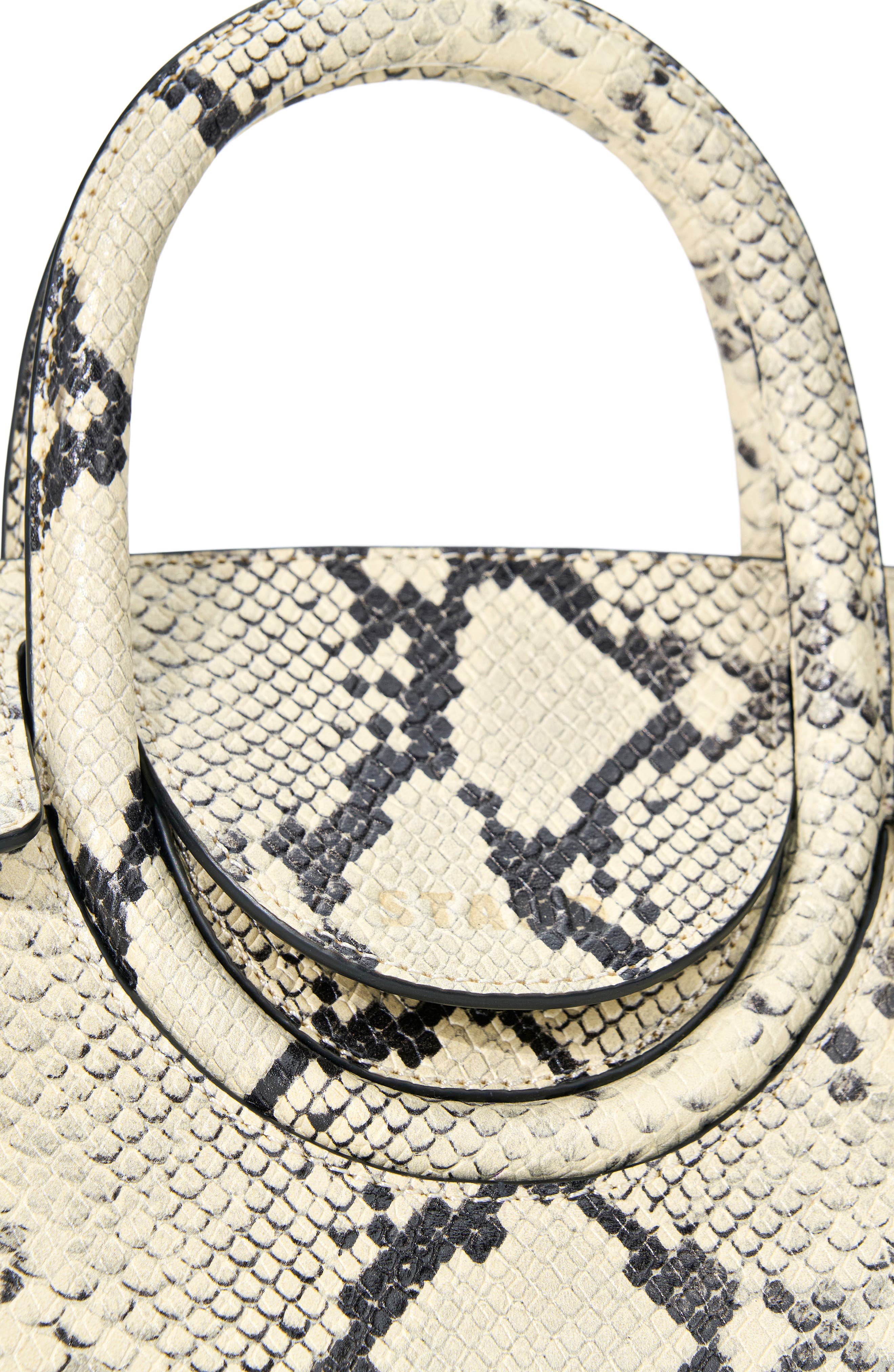 STAUD Mini Maude Leather Carryall, Alternate, color, White Snake