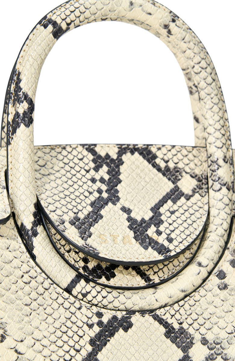 STAUD Mini Maude Leather Carryall, Alternate, color, White Snake