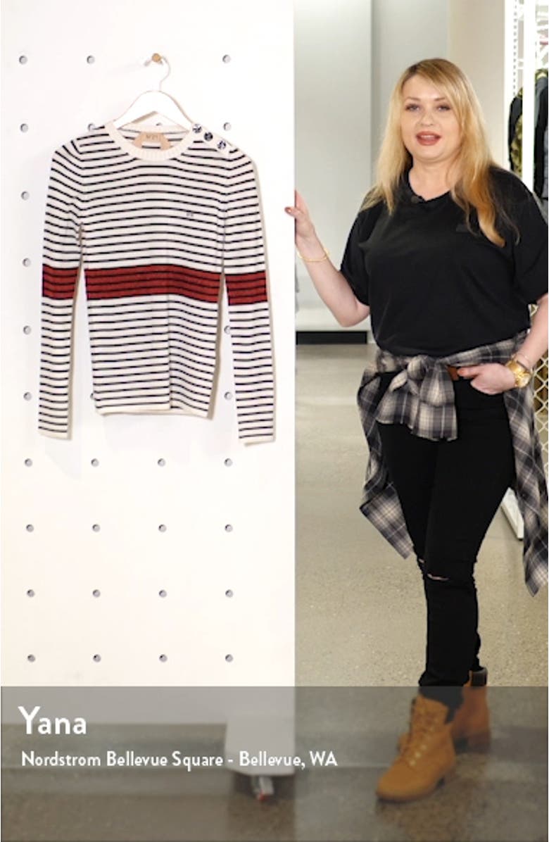 Nº21 Glitter Stripe Button Shoulder Sweater, sales video thumbnail