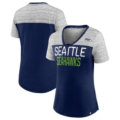 Women's Fanatics Branded College Navy/Heathered Gray Seattle Seahawks Close Quarters V-Neck T-Shirt