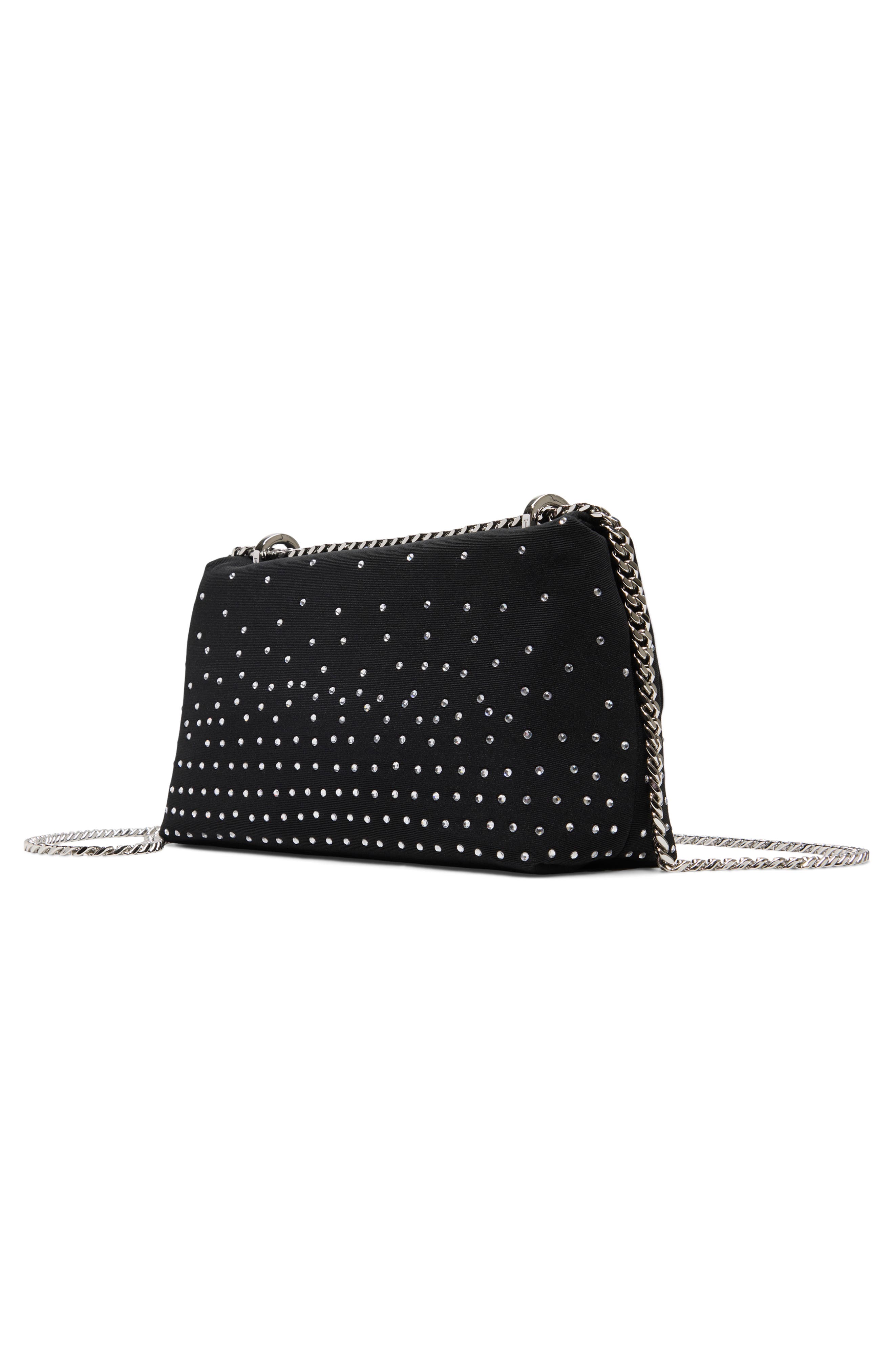 Ted Baker London Ginette Rhinestone Flap Bag, Alternate, color, Black Mini Grosgrain