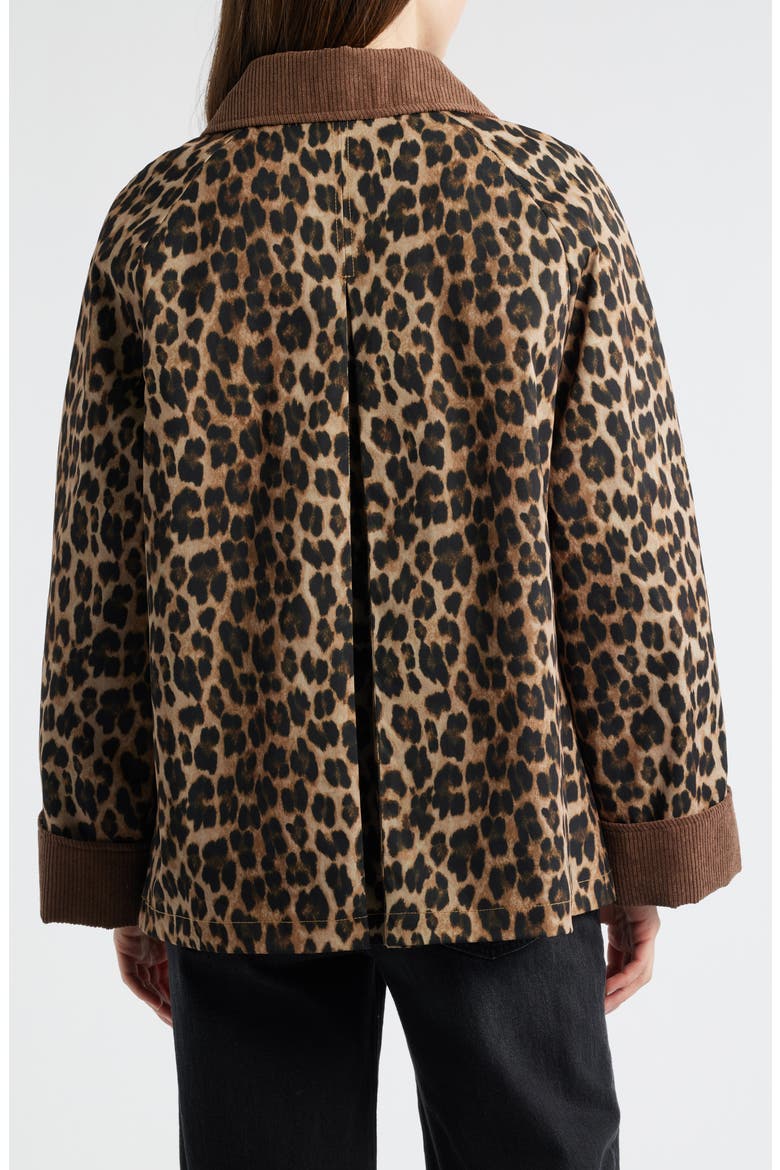 Corduroy Trim Rain Jacket, Alternate, color, LEOPARD