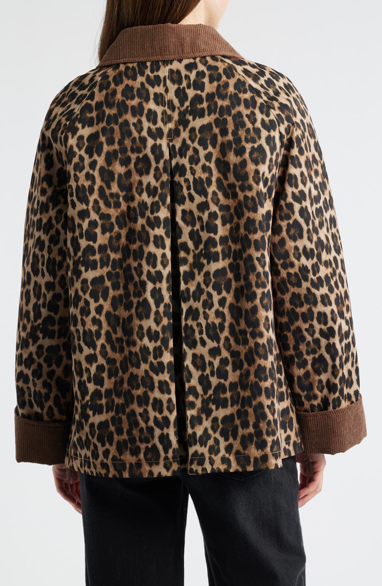 Sam Edelman Corduroy Trim Rain Jacket, Alternate, color, Leopard