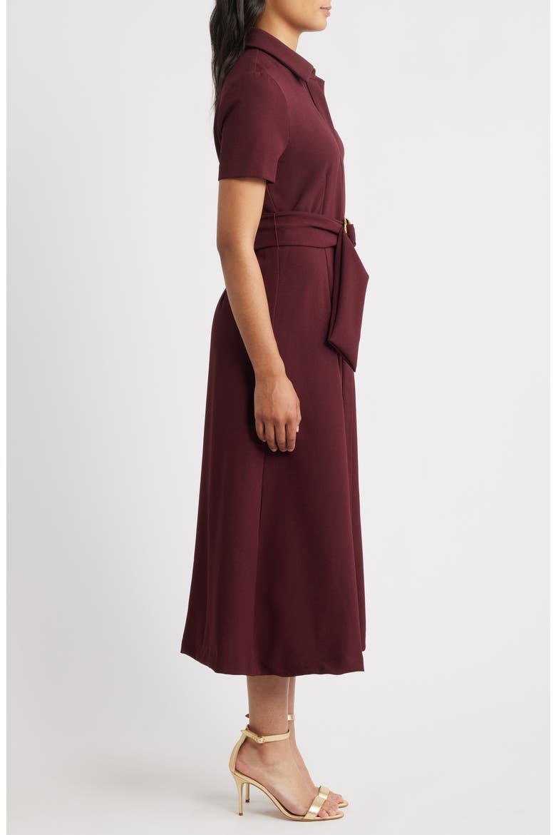 Belted Midi Shirtdress, Alternate, color, BURGUNDY