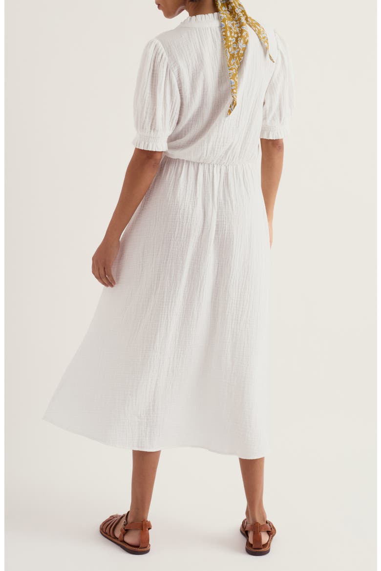 Shore Path Organic Cotton Gauze Midi Dress, Alternate, color, CHALK