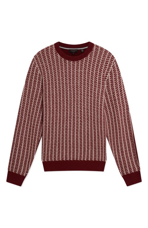 Ted Baker Frankez Textured Herringbone Sweater In Burgundy