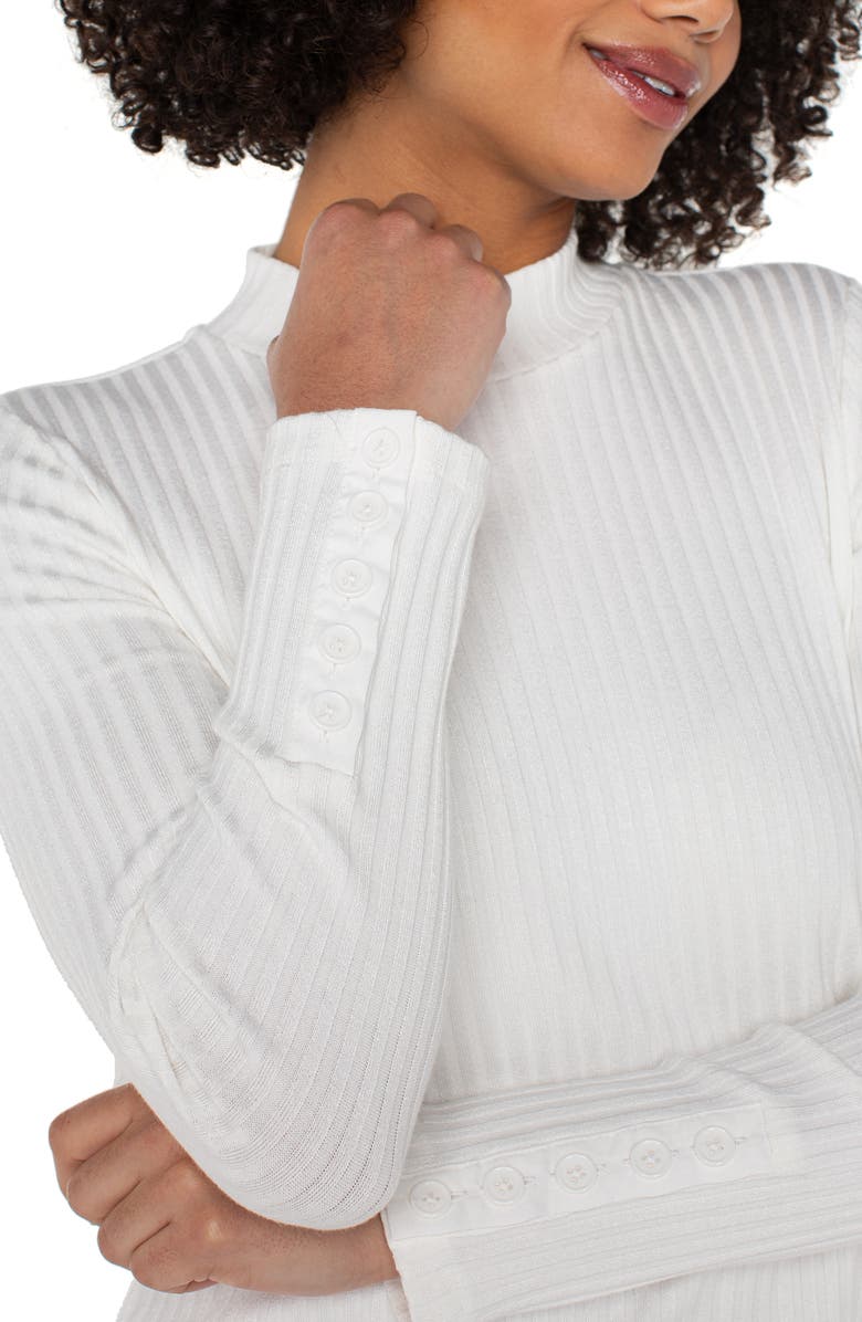 Liverpool Los Angeles Long Sleeve Mock Neck Rib Top, Alternate, color, Snow